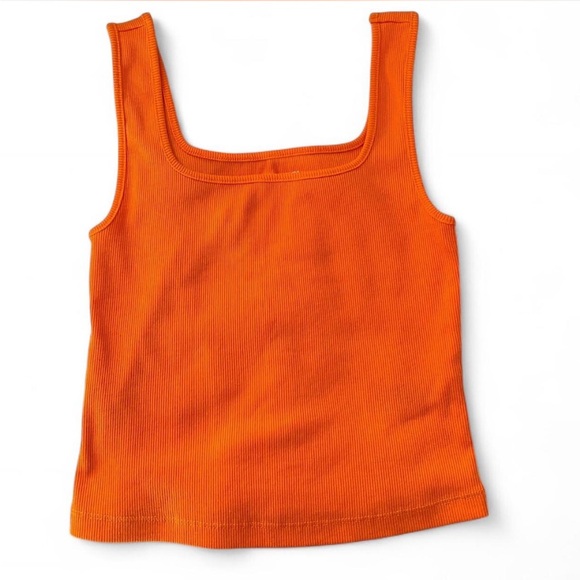 Square Neck Orange Tank Top - Picture 2 of 3